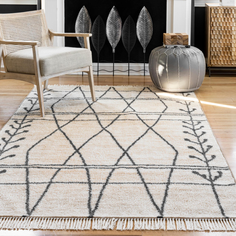 Tapis beige Geometric, Rectangle 4 pi 4 po x 6 pi