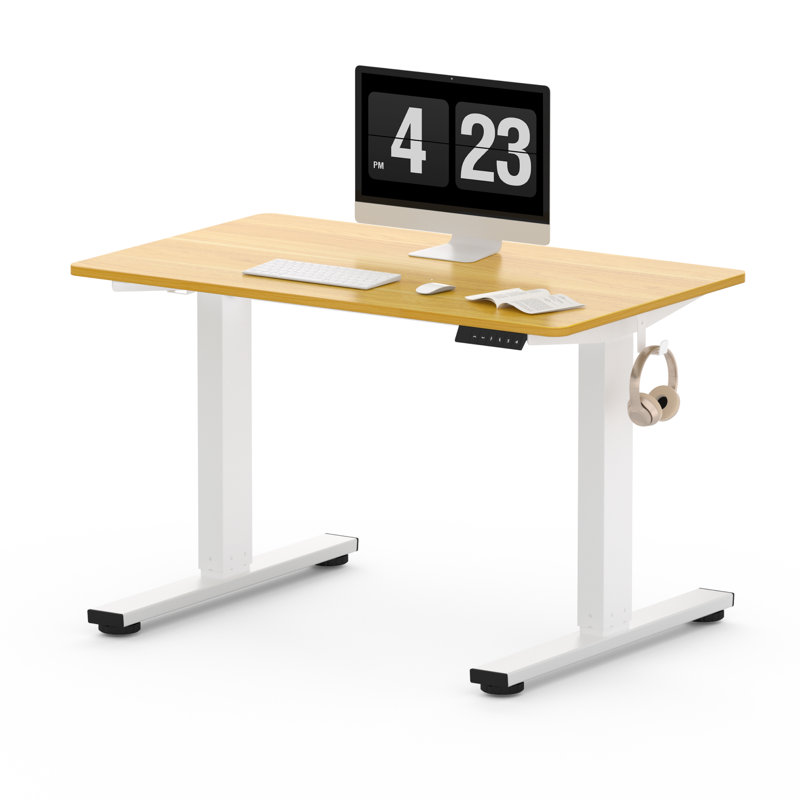 Bureau debout réglable Dojtcho Home Office, Érable / Blanc, H 47,6 po x l 40 po x P 24 po