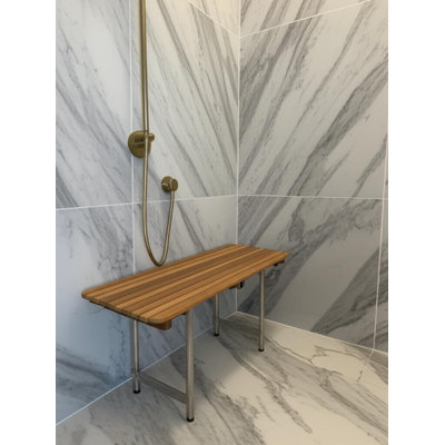 Banc de douche 18 po x 30 po en teck brun