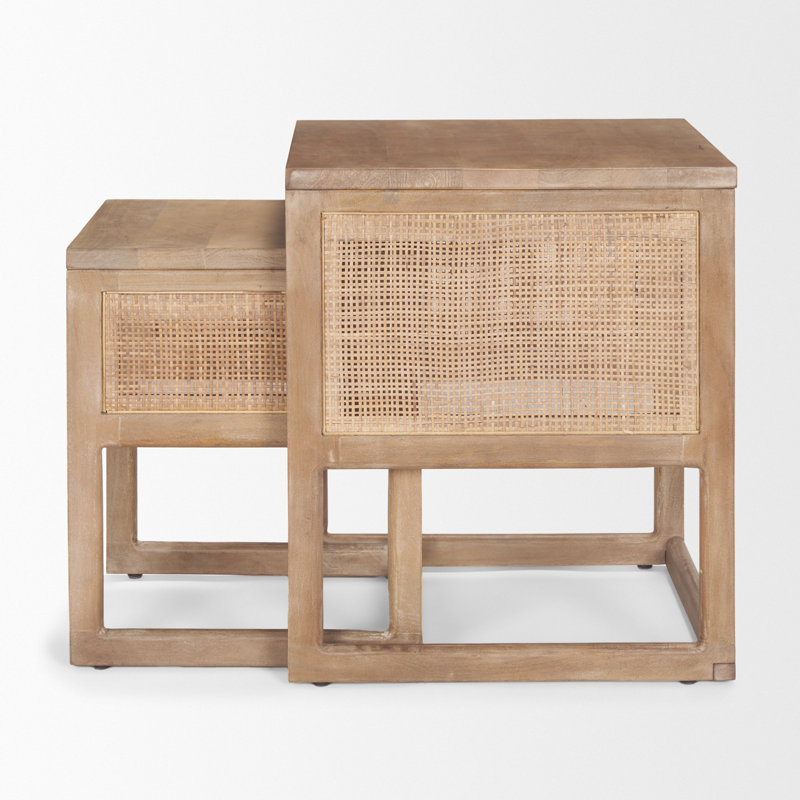Cinna Solid Wood Nesting Tables, Light Brown