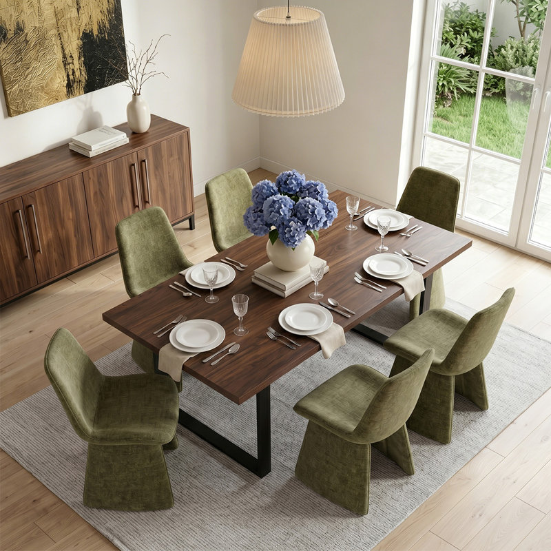 Ensemble de table de salle à manger 7 pièces pour 7 personnes, Green