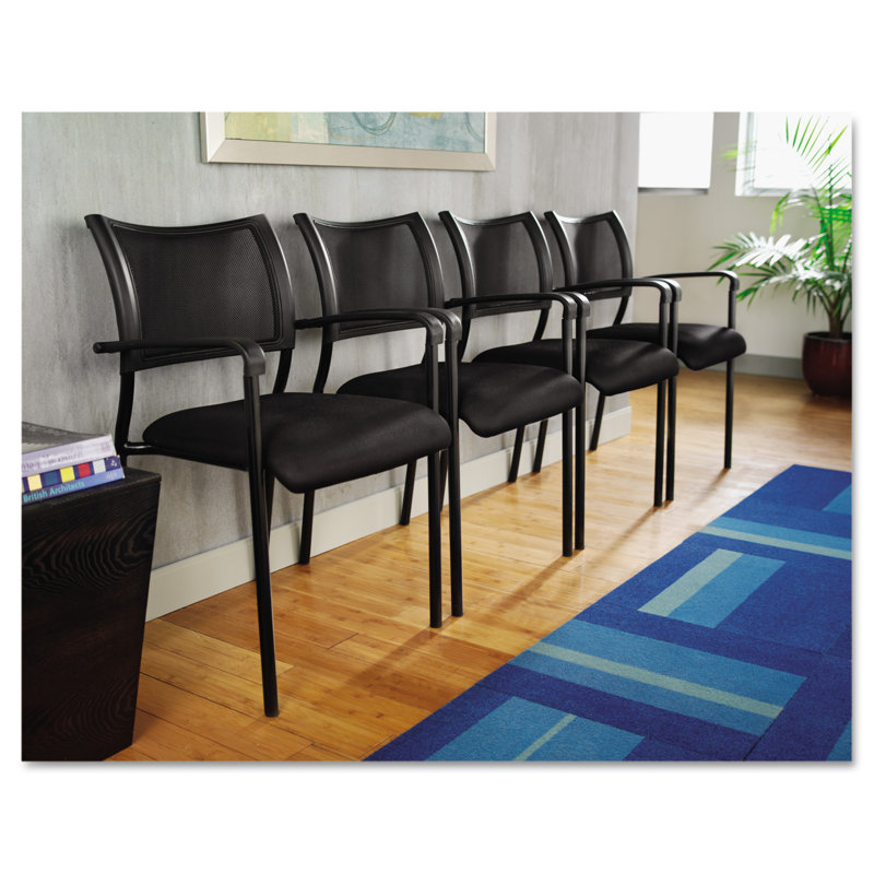 Black Mesh Reception Stacking Chair with Metal Frame