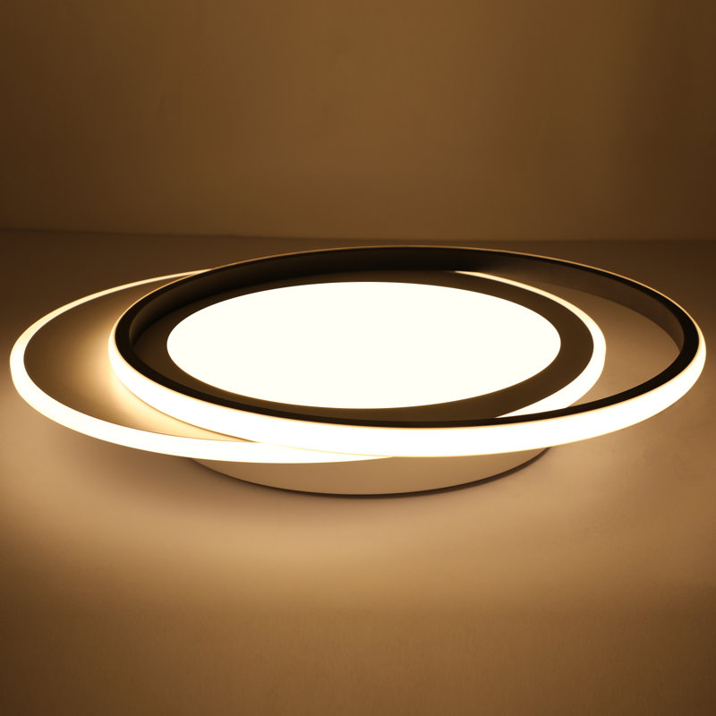 Ivy Bronx 1-Light 7cm LED Integrated Flush Mount, Black/White