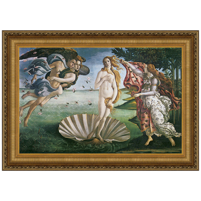 La naissance de Vénus, 1485 par Sandro Botticelli, reproduction d'art encadrée, H 28,25 po x l 39,25 po x P 1,875 po