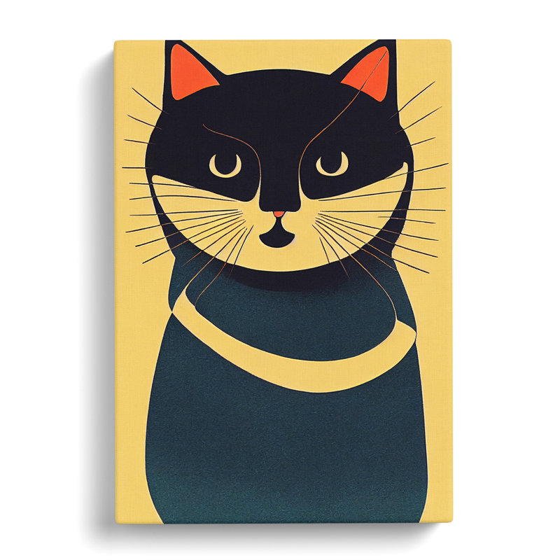 Cat Mid Century Vol.3 - Wrapped Canvas, 60cm H x 40cm W x 3cm D