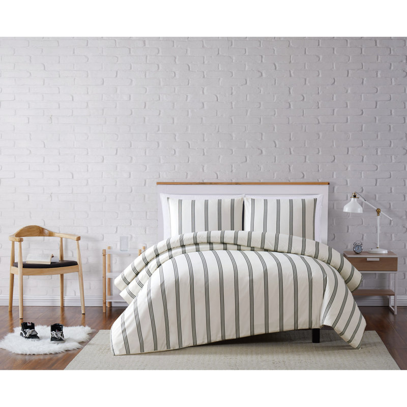 King Size Multicolor Cotton Stripe Duvet Cover Set