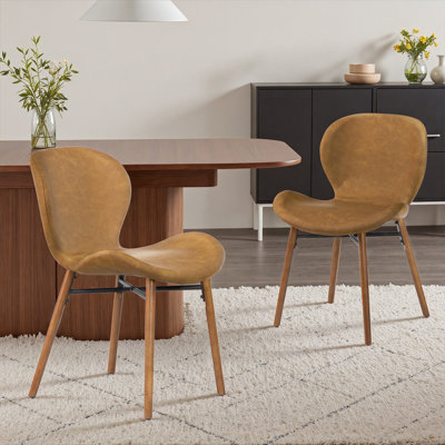 Chaise en similicuir et bois massif