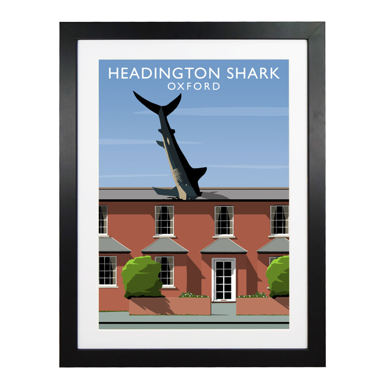 Headington Shark by Richard O'Neil - Print, Black Wood Frame, 54 cm H x 44 cm W x 2.2 cm D