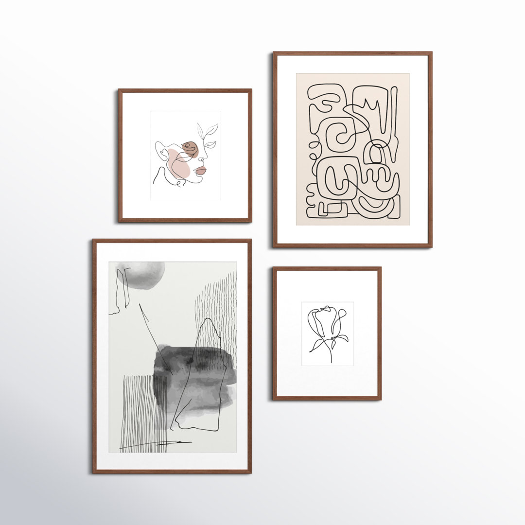 Capullo Wood Picture Frame - Set of 4 with Mat AllModern