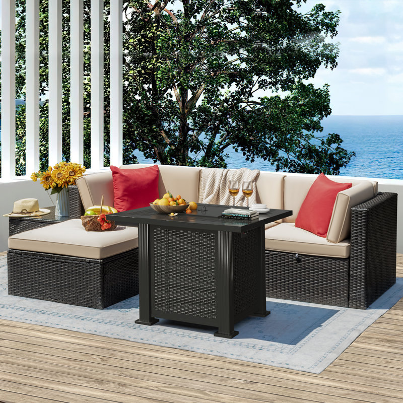 Brufsky 4-Person Wicker Patio Seating Group, Beige
