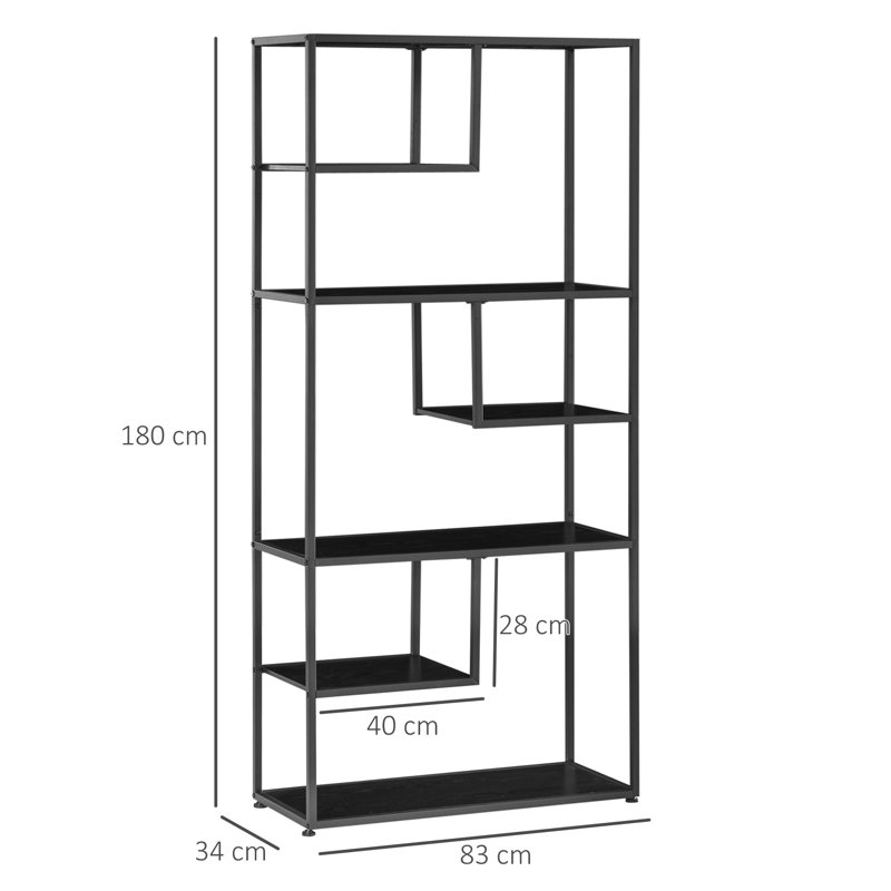 Kalicki 83cm W Steel Shelving Unit, Black/Black