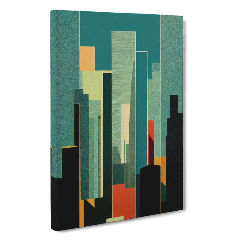 XC1022-1416X City Skyline In Art Deco No.2 - Wrapped Canvas Print, 76cm H x 50cm W x 3cm D