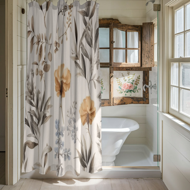 Rideau de douche standard 1 pièce Vintage Blooms, H 74 po x l 71 po
