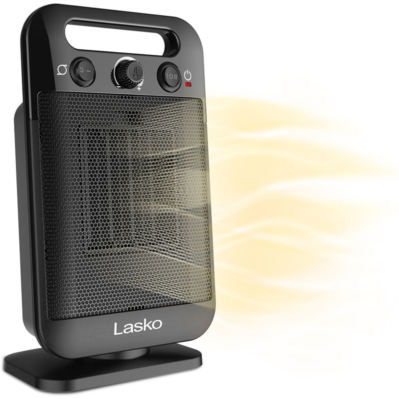 Lasko 12" Black Ceramic Electric Space Heater with Thermostat