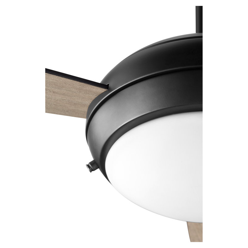 Ventilateur de plafond à 52 pales 52 po Nayha avec chaînette et ensemble d'éclairage inclus, Noir mat avec pales gris patiné