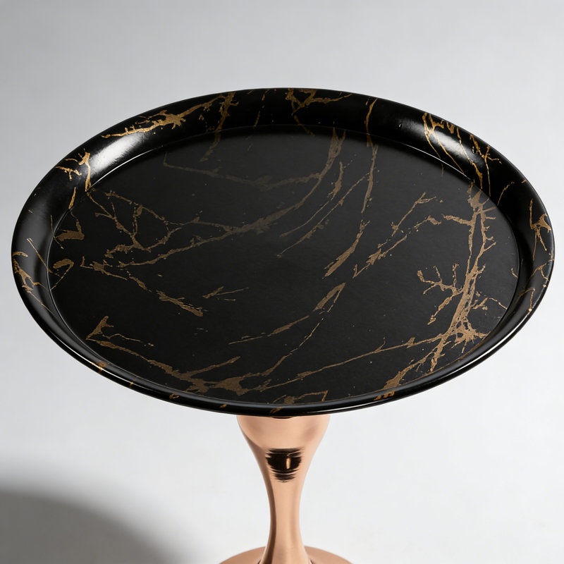 Table d'appoint moderne moderne avec base en piédestal et table basse minimaliste pour le salon, Noir