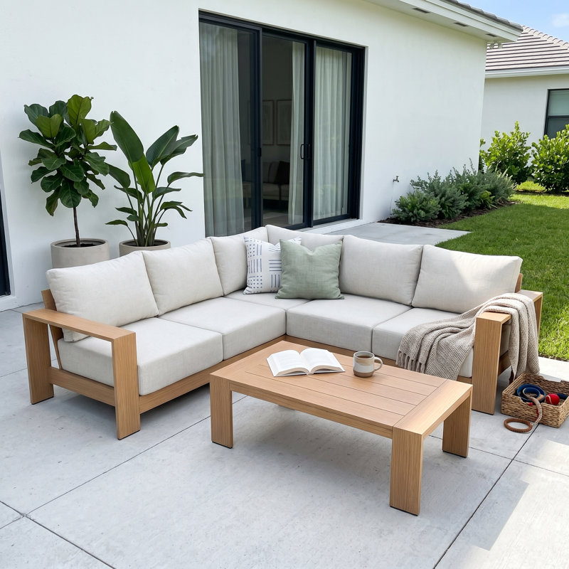  Canapé d'extérieur en forme de L avec table basse Ciela