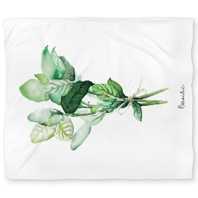 Tied Up Basil Leaves Bundle - Illustrative Leaves Duvet Cover