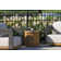 3 Pc. Modern Wicker Swivel Seating Group With Sintered Stone Accent Table