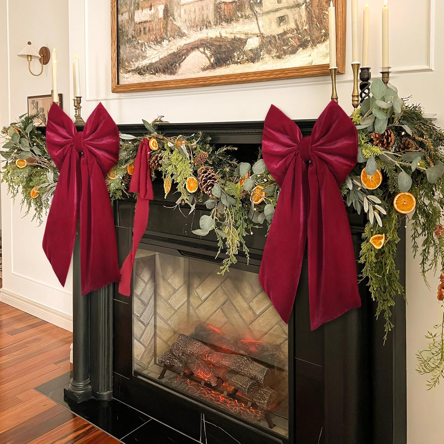 House of Hampton® Large Red Velvet Christmas Tree Topper Bow 36x18 Inches | Wayfair