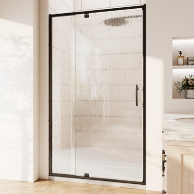 Porte de douche à cadre pivotante avec verre trempé transparent de 38 po à l 42 po x H 71 po