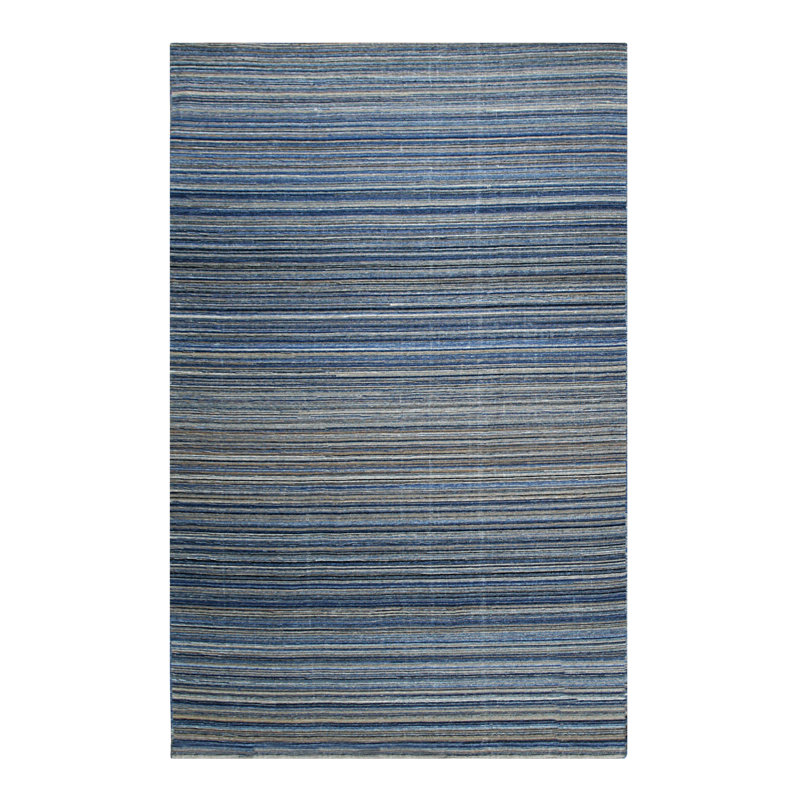 Tapis bleu fait à la main Melaney