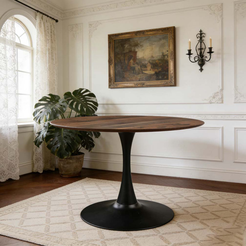 Table de salle à manger 42,1 ", H 28,74 po x L 42,12 po x l 42,12 po, Noyer / noir
