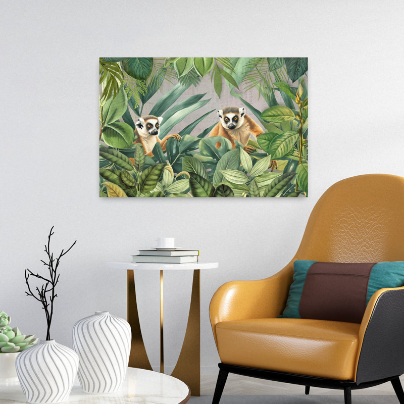 Contemporary Art Monkey Nature Tropical Art by Andrea Haase - Wrapped Canvas Print, 40.64 cm H x 60.96 cm W