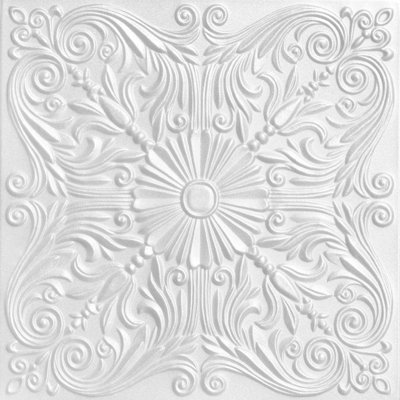 Spanish Silver 1.6 ft. x 1.6 ft. Polystyrene Glue-up Ceiling Tile