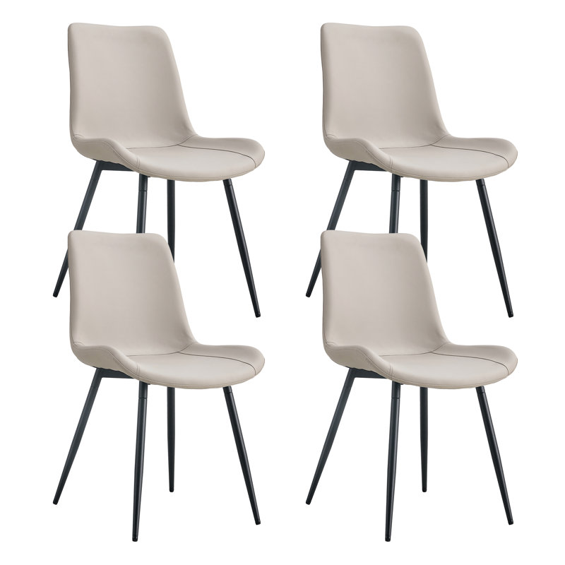 Upholstered Dining Chair with Carbon Steel Legs (Set of 4), Gray, 4