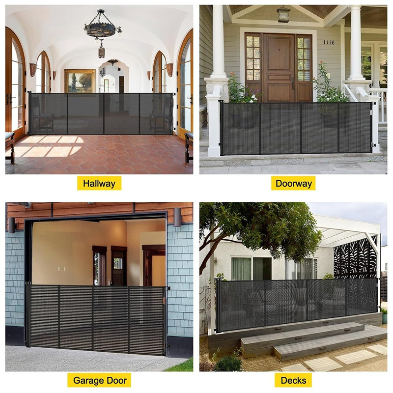 Mesh and Polyvinyl Chloride (PVC) Adjustable Pressure Mounted Pet Gate Free Standing Pet Gate Wall Mounted Pet Gate Pet Gate Accessory With Door