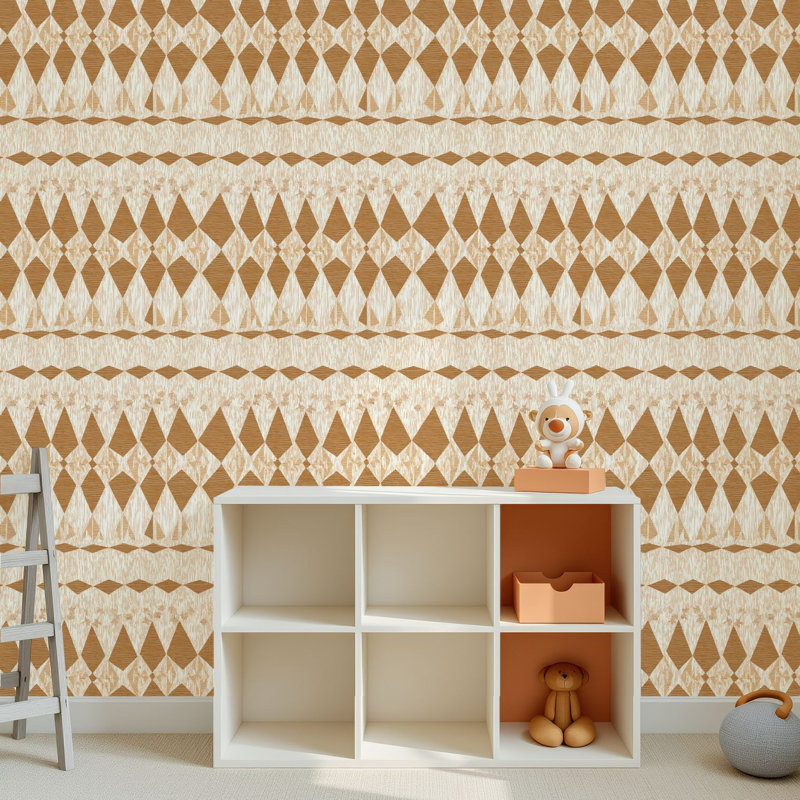 Papier peint adhésif peler et coller en PVC, revêtement mural auto-adhésif amovible avec imprimé moderne géométrique brun blanc Mid-Century, imperméable pour la décoration intérieure - Rouleau
