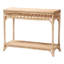 Console en rotin naturel avec tablette ouverte et boucle décorative
