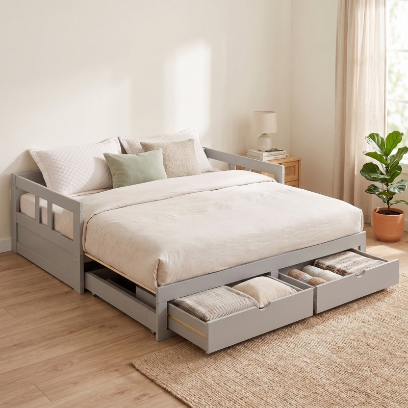 Lit de jour avec rangement Melody, Gris tourterelle