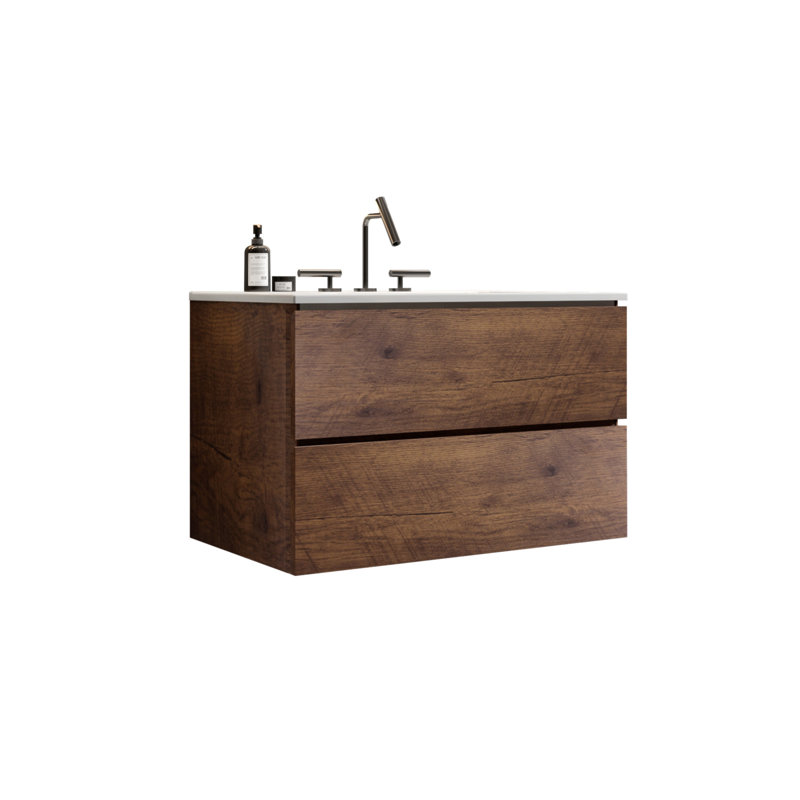 10 Base de meuble-lavabo mural simple 29,9 po 10, Noyer