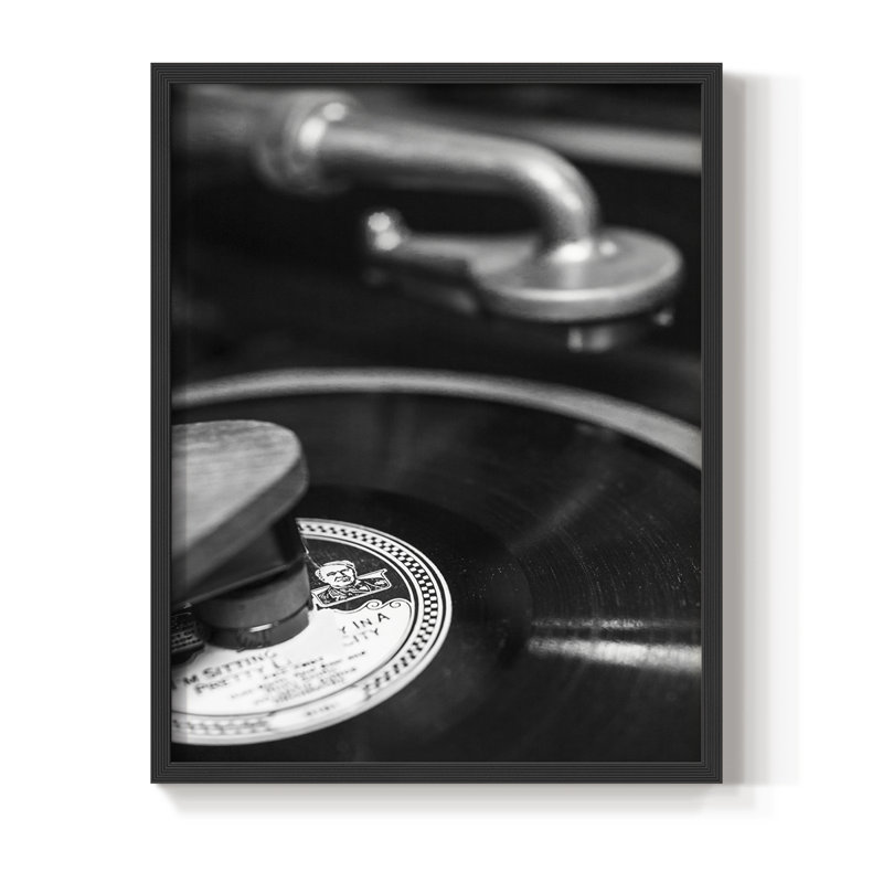 Reproduction encadrée de Phonograph - bois massif, Noir, noir, noir, noir, H 11 po x l 9 po