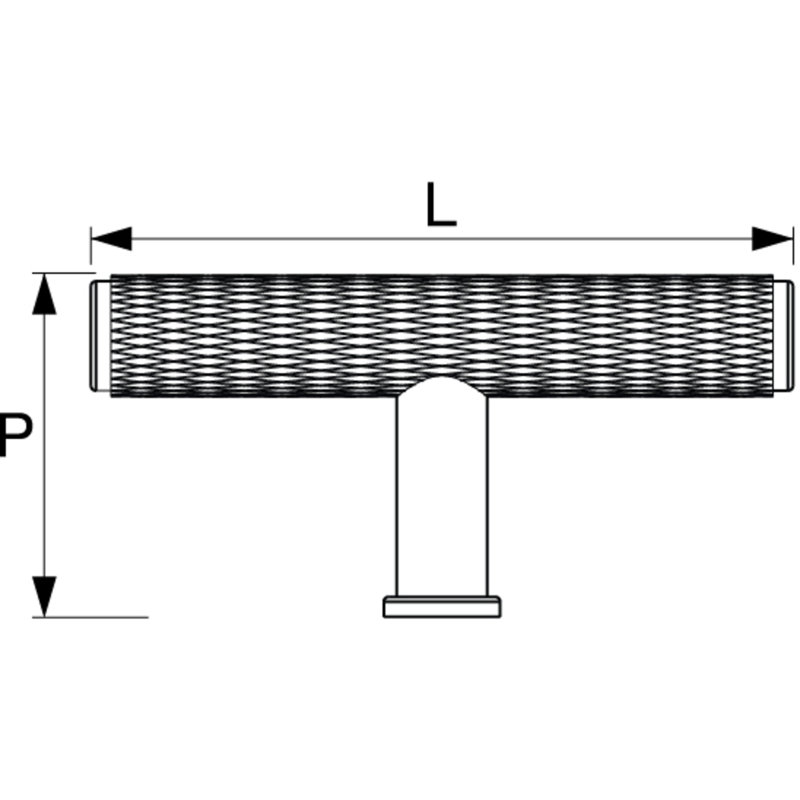 Beliza 2 3/4" Length Knurled T Knob, Unlacquered Brass