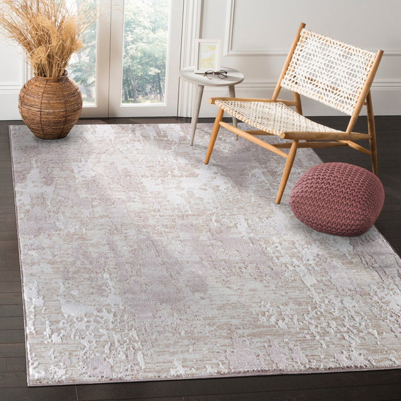 Tapis aqua, crème, moderne Water Aura, Rectangulaire 3 pi x 5 pi