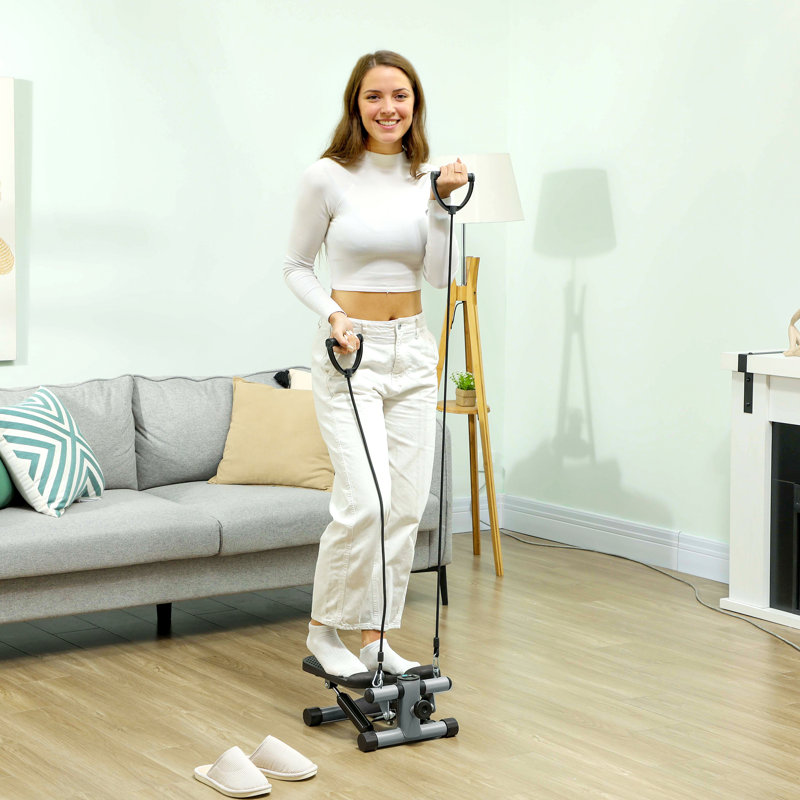 SPORTNOW Mini Stepper Step Machine Exerciser for Home, LCD Monitor, Grey