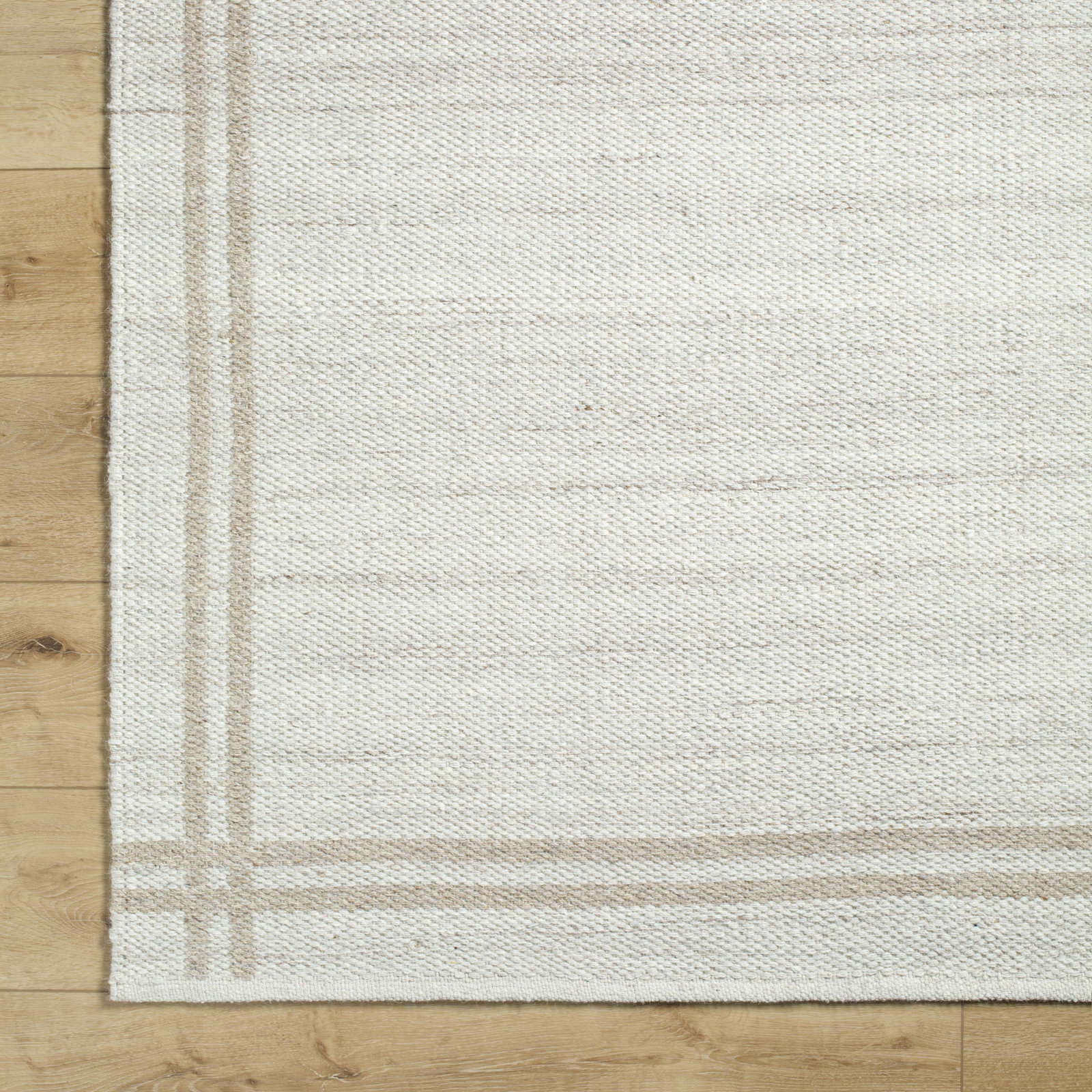 Lavande Geometric Wool Area Rug in Ivory/Tan, Rectangle 6' x 9'