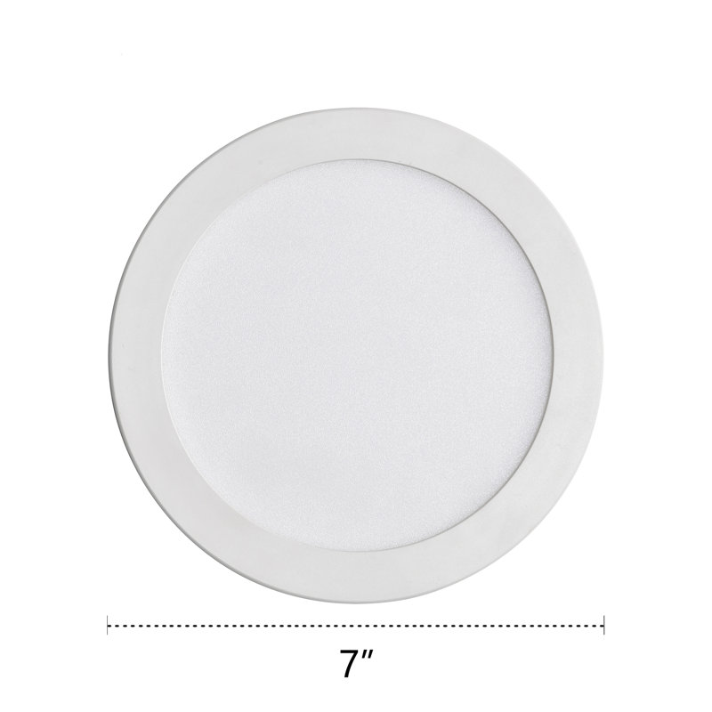 7 in. White Round Flat 3CCT Dimmable LED Flush Mount Ceiling Light, 0.63" H x 7" W x 7" D
