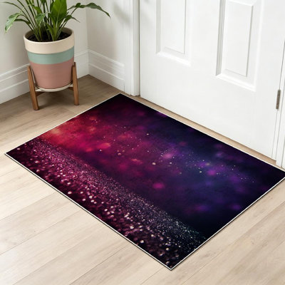 Tapis intérieur doré lavable à la machine, style vintage, violet et noir