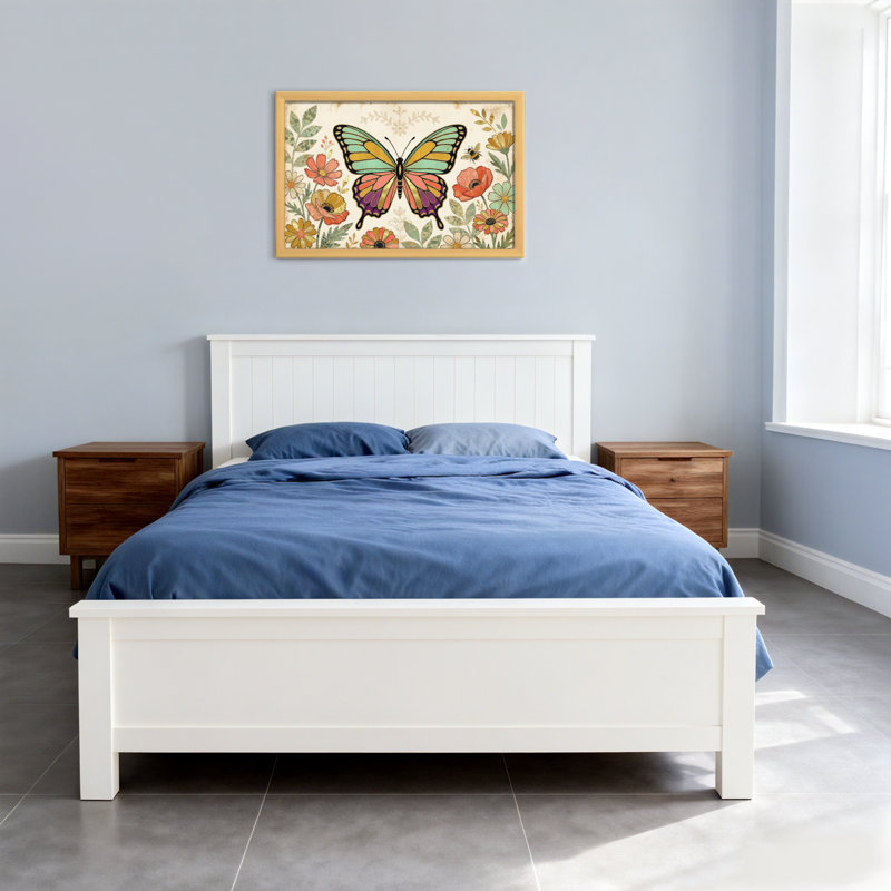 Animaux, papillon, fleurs, feuilles, abeille, motif artistique, H 12 po x l 18 po, Toile tendue, Ne s’applique pas