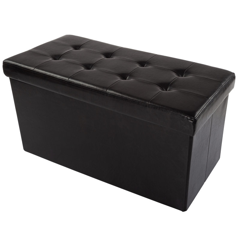 Repose-pieds avec rangement - Repose-pieds pliant en similicuir de 30 pouces, commode en lin ou banc avec bac amovible pour le salon ou la chambre à coucher de Home-Complet (noir)