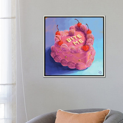 «Bite Me» en forme de cœur, reproduction d'art sur toile encadrée
