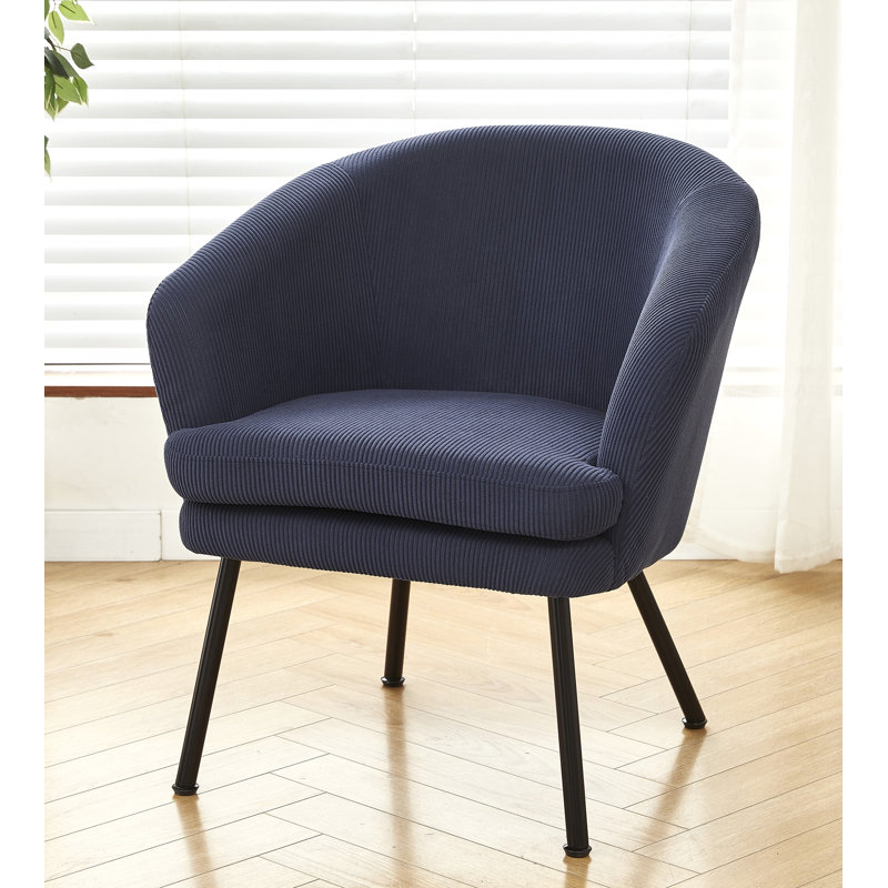 Fauteuil en velours côtelé d'une hauteur de 30,12 po, Velours côtelé bleu marine