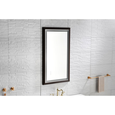 Miroir de meuble-lavabo mural 40 po x 24 po, cadre en aluminium, brouillard, 3 températures de couleur, gradation continue, naturel, brun clair, idéal pour la salle de bain avec miroir
