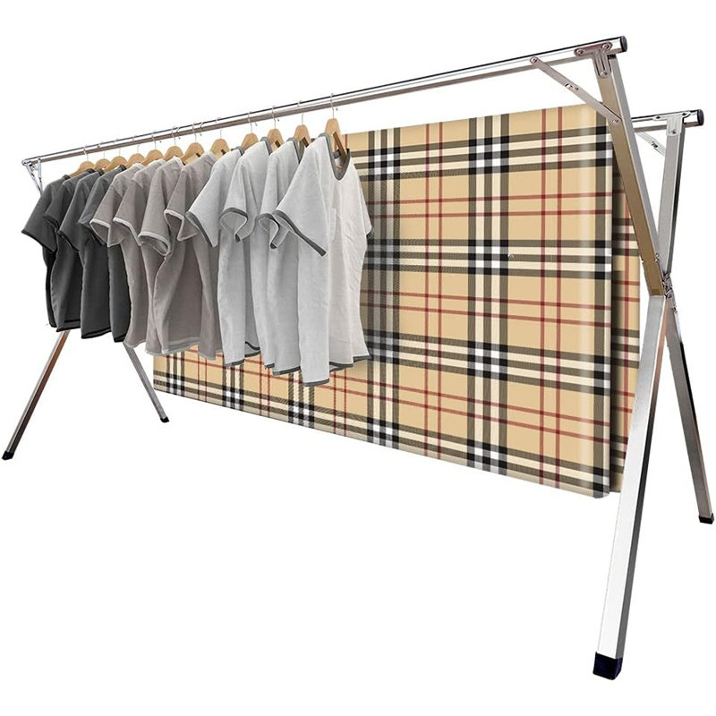 Séchoir à linge - séchoir à linge blanc pliable et réglable 1 pièce, taille compacte, acier inoxydable de qualité supérieure, style portatif moderne pour une utilisation intérieure et extérieure