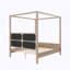 Grand lit plateforme à baldaquin en bois avec tête de lit tapissier-133453839-133453841