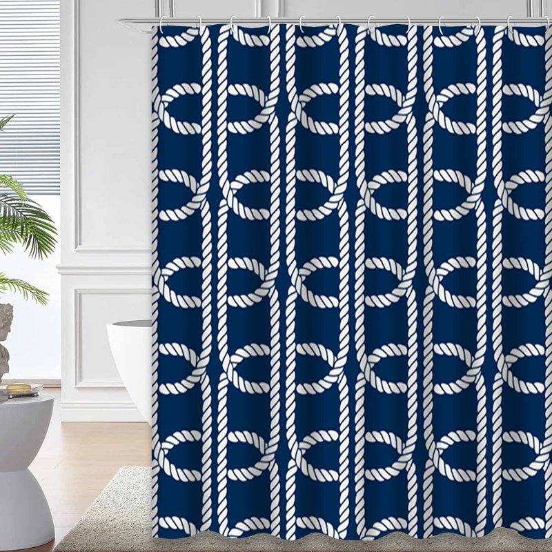 Rideau de douche bleu marine à 12 crochets, L 72 po x l 72 po